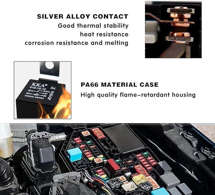 Arwrilt 4 PCS 40A Automotive Relays, 12V Waterproof 5-Pin DC Starter Relay for Cars, Multifunctional Relay for Car Boat Outboard Motor, Universal Automotive Replacement Accessories (Black) - Image 5