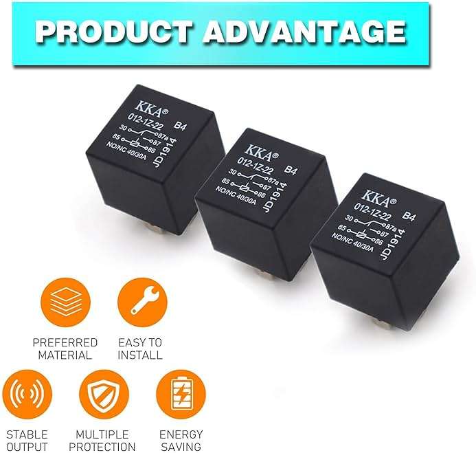 Arwrilt 4 PCS 40A Automotive Relays, 12V Waterproof 5-Pin DC Starter Relay for Cars, Multifunctional Relay for Car Boat Outboard Motor, Universal Automotive Replacement Accessories (Black) - Image 6