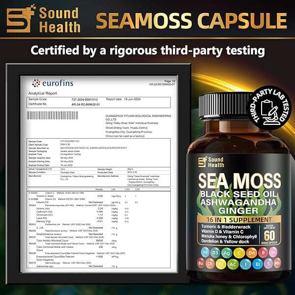 Irish Sea Moss & Shilajit Bundle for Natural Energy, Sleep Support & Hair Growth, Made with Black Seed Oil, Ashwagandha, Ginger, Rhodiola Rosea, Vitamins C & D, for Man & Women, All-in-1 Supplement - Image 2