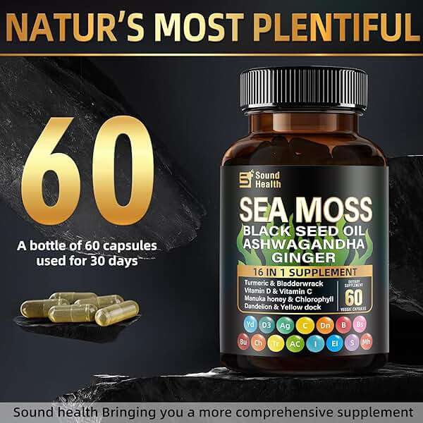 Irish Sea Moss & Shilajit Bundle for Natural Energy, Sleep Support & Hair Growth, Made with Black Seed Oil, Ashwagandha, Ginger, Rhodiola Rosea, Vitamins C & D, for Man & Women, All-in-1 Supplement - Image 8