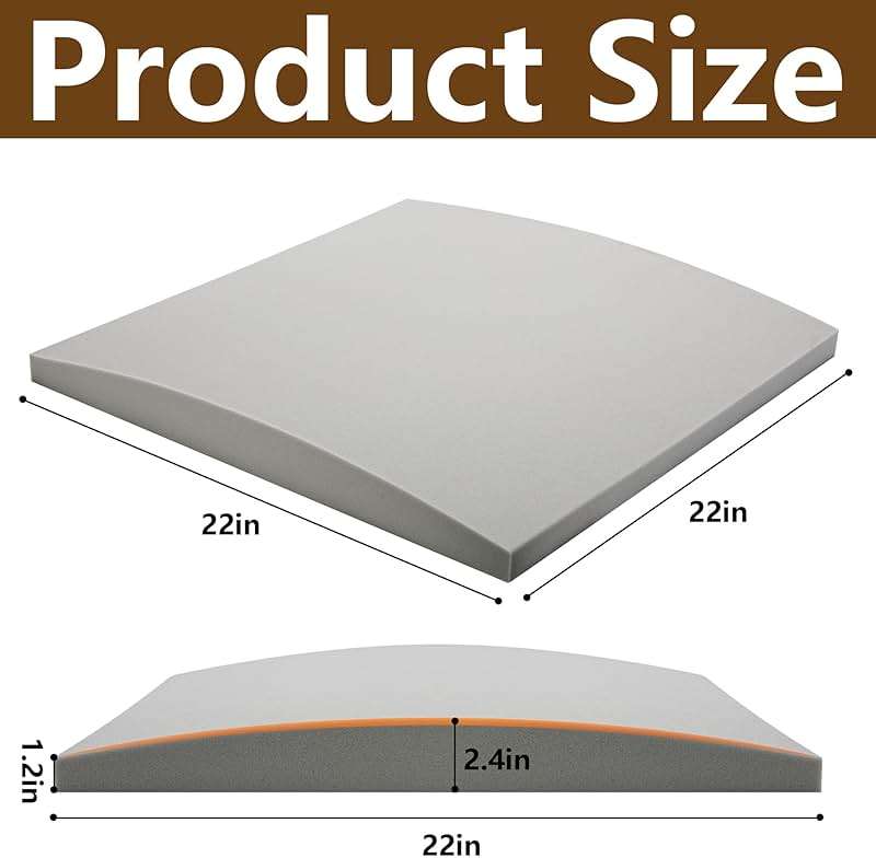 moonoom 22"x22" Couch Cushion Support, Grey Sofa Cushion Sagging Repair, Curved High Density Foam Replacement for Furniture Sagging Seat Sectional Loveseat Chair (3 Pcs) - Image 2