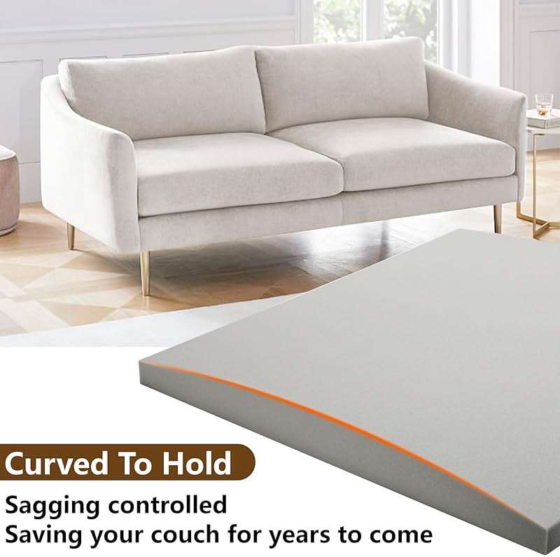 moonoom 22"x22" Couch Cushion Support, Grey Sofa Cushion Sagging Repair, Curved High Density Foam Replacement for Furniture Sagging Seat Sectional Loveseat Chair (3 Pcs) - Image 3