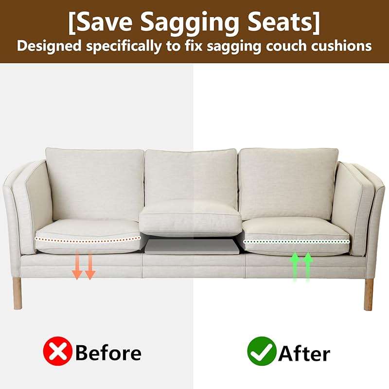 moonoom 22"x22" Couch Cushion Support, Grey Sofa Cushion Sagging Repair, Curved High Density Foam Replacement for Furniture Sagging Seat Sectional Loveseat Chair (3 Pcs) - Image 4