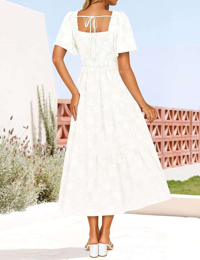 ZESICA Womens Summer Boho Floral Midi Dress 2026 Casual Flowy Beach Vacation Wedding Guest Graduation Long Dresses - Image 3