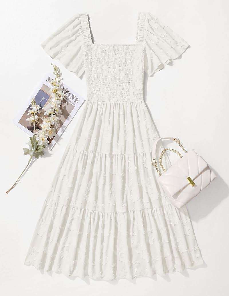 ZESICA Womens Summer Boho Floral Midi Dress 2026 Casual Flowy Beach Vacation Wedding Guest Graduation Long Dresses - Image 6