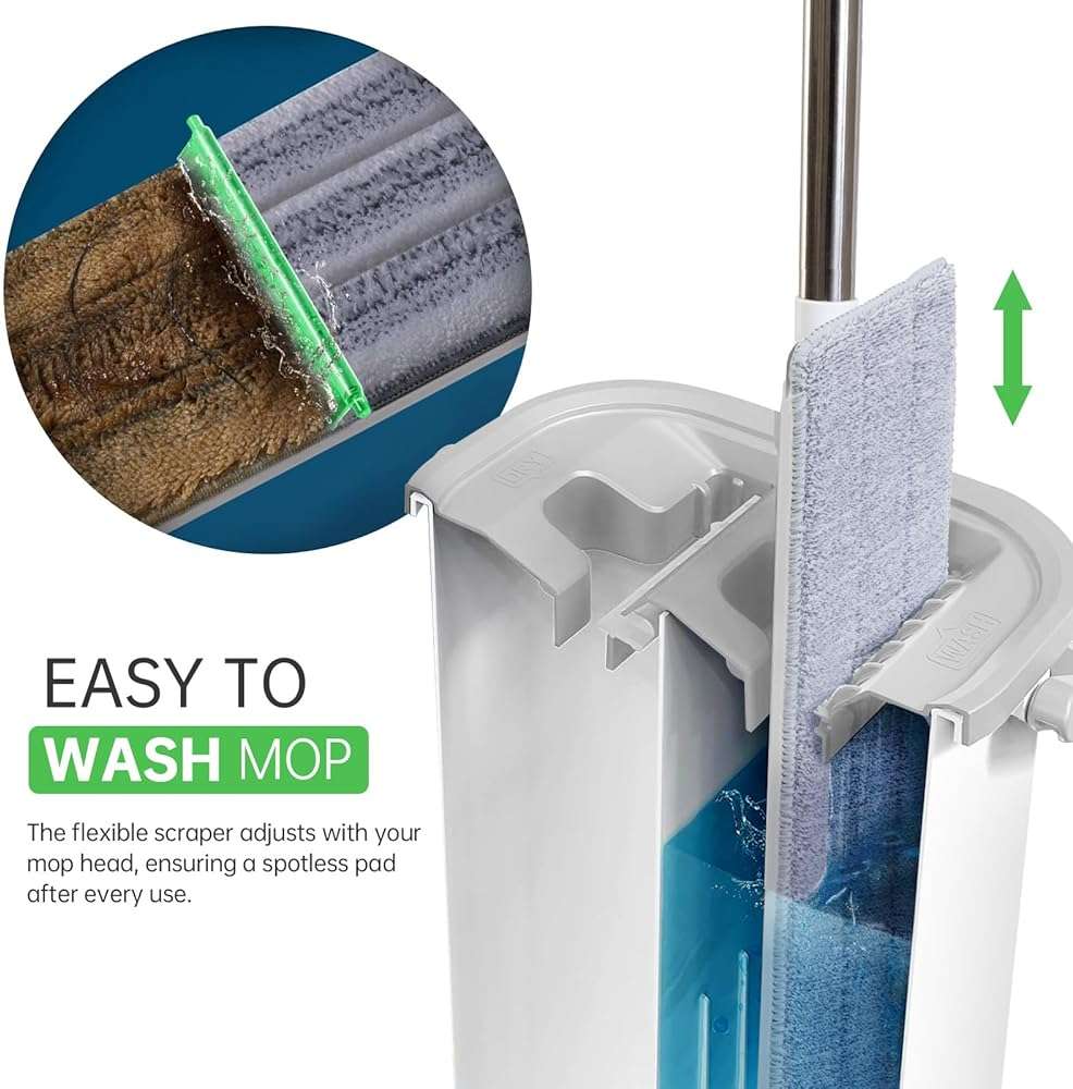 ZJSYJJ Mop and Bucket with Wringer Set: Wet Dry Separation System for Easy Floor Cleaning Rebound Head for Bathroom & Living Room Gift for Women - Image 2