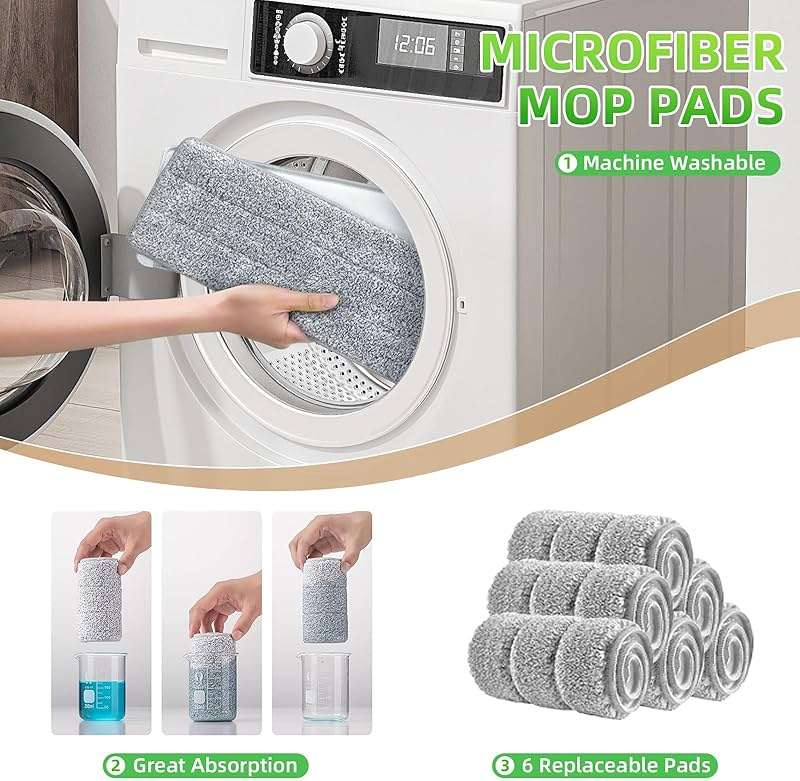 ZJSYJJ Mop and Bucket with Wringer Set: Wet Dry Separation System for Easy Floor Cleaning Rebound Head for Bathroom & Living Room Gift for Women - Image 4