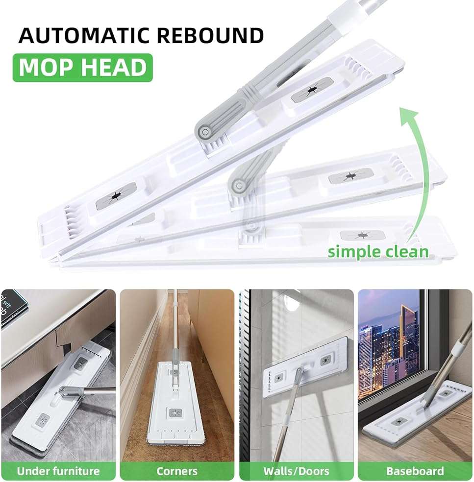 ZJSYJJ Mop and Bucket with Wringer Set: Wet Dry Separation System for Easy Floor Cleaning Rebound Head for Bathroom & Living Room Gift for Women - Image 6