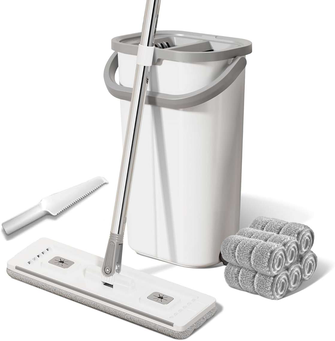 ZJSYJJ Mop and Bucket with Wringer Set: Wet Dry Separation System for Easy Floor Cleaning Rebound Head for Bathroom & Living Room Gift for Women - Image 8