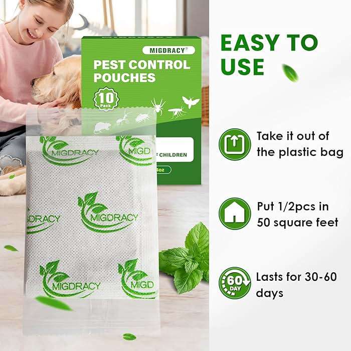 Migdracy Pest Control Pouches, Insect and Mice Repellent Pouches, 10Pcs Peppermint Oil to Rat, Ant, Roach, Spider, Mosquito & Moth, Indoor Use - Image 7