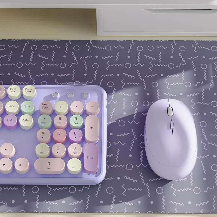 FCPLU Colorful Wireless Keyboard and Mouse Combo, Full-Sized Office Keyboard with Typewriter Flexible Keys, 2.4GHz Dropout-Free Connection, Optical Mouse for PC Laptop (Purple Colorful) - Image 4