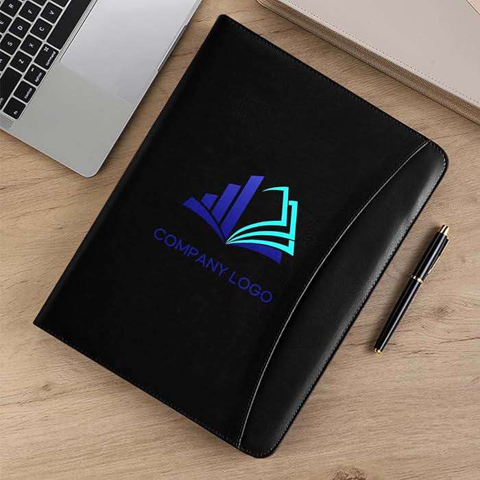Personalized Leather Portfolio with Zipper - Custom Logo/Text/Photo Binder, A4/Letter Size Document Holder, Business Card Organizer for Women & Men - Customizable Professional Portfolio Folder(Black) - Image 6