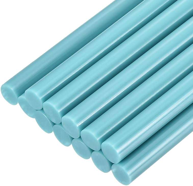 uxcell Mini Hot Glue Sticks for Glue Gun 11mm x 100mm Light Blue 12pcs - Image 1