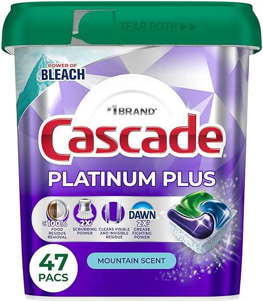 Cascade Platinum Plus Dishwasher Pods, Dishwasher Detergent, Dish Detergent Soap, Mountain, 47 Count - Image 1