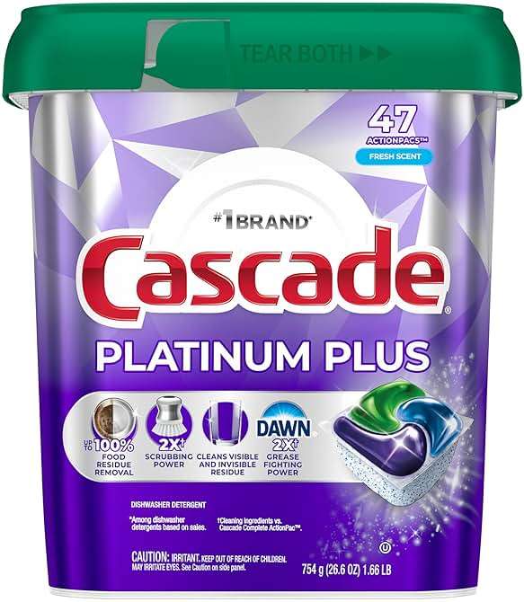 Cascade Platinum Plus Dishwasher Pods, Dishwasher Detergent, Dish Detergent Soap, Fresh, 47 Count - Image 9