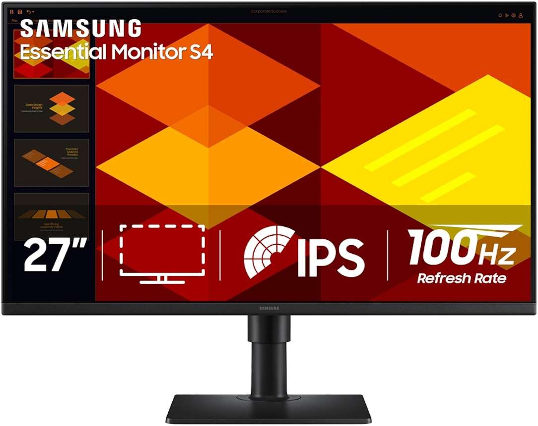 Samsung 27” (S40GD) Borderless Business Monitor with IPS Panel, 100Hz Refresh Rate, Eye Saver Mode, Ergonomic Design, Game Picture Mode, LS27D402GANXGO, 3 Yr Warranty - Image 1