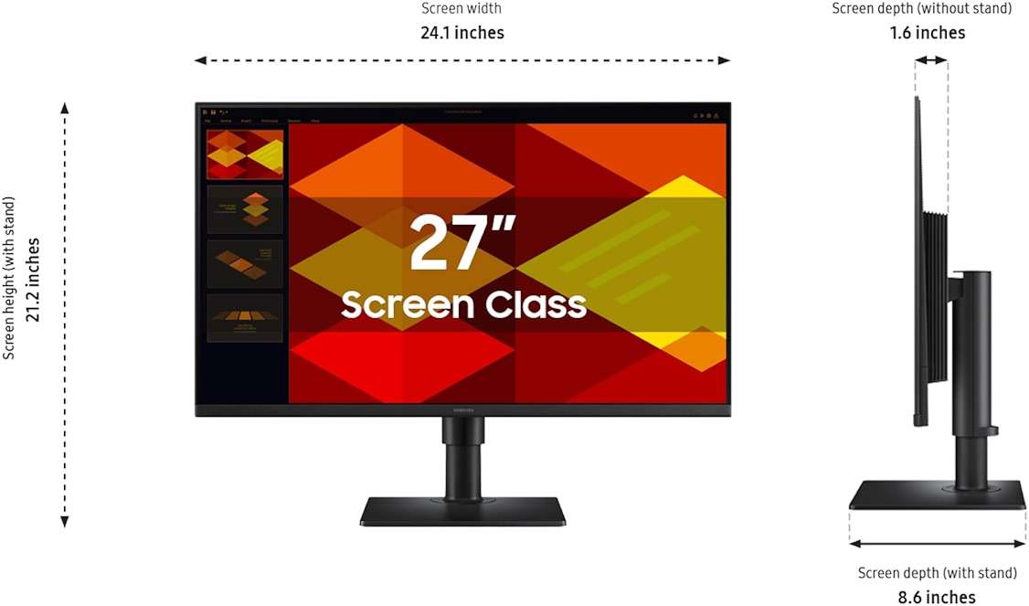 Samsung 27” (S40GD) Borderless Business Monitor with IPS Panel, 100Hz Refresh Rate, Eye Saver Mode, Ergonomic Design, Game Picture Mode, LS27D402GANXGO, 3 Yr Warranty - Image 3