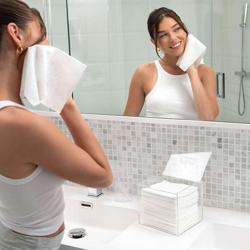 CLEAN SKIN CLUB Clear Acrylic Box for Clean Towels XL (NOT Included), Container For 50 Disposable Clean Towels XL, Face Towelettes Bathroom Counter Storage, Bin for Cleansing Facial Dry Wipes - Image 2