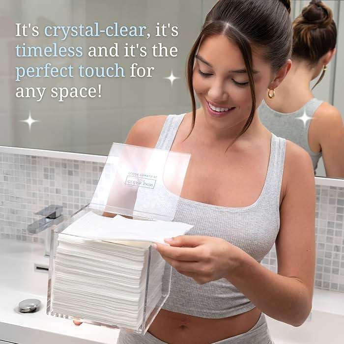 CLEAN SKIN CLUB Clear Acrylic Box for Clean Towels XL (NOT Included), Container For 50 Disposable Clean Towels XL, Face Towelettes Bathroom Counter Storage, Bin for Cleansing Facial Dry Wipes - Image 6