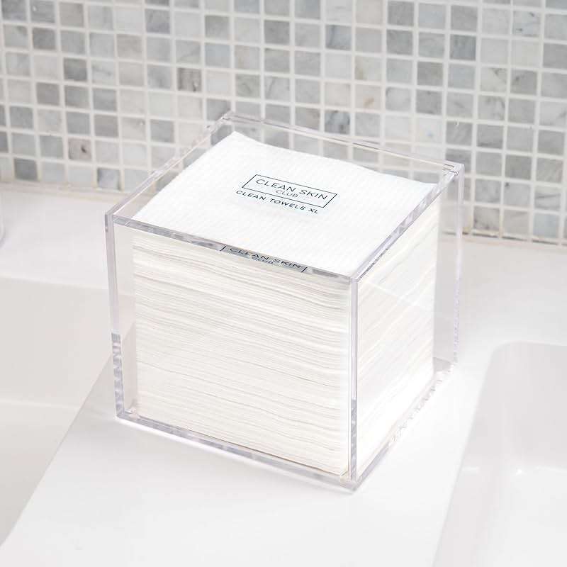 CLEAN SKIN CLUB Clear Acrylic Box for Clean Towels XL (NOT Included), Container For 50 Disposable Clean Towels XL, Face Towelettes Bathroom Counter Storage, Bin for Cleansing Facial Dry Wipes - Image 7