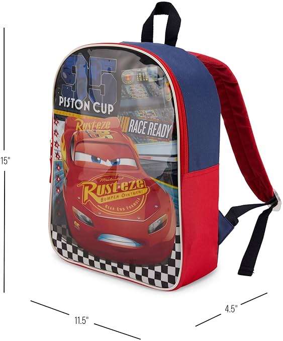 Disney Cars Backpack for Kids - Cute & Durable Kids Backpack for Boys with Padded Straps & Zip Compartment - Ideal Toddler Bookbag for School & Travel - 15” - Image 2
