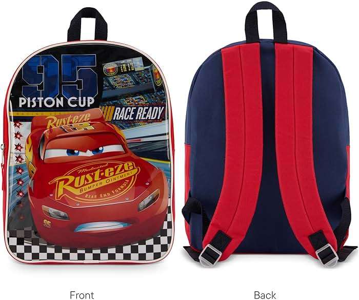 Disney Cars Backpack for Kids - Cute & Durable Kids Backpack for Boys with Padded Straps & Zip Compartment - Ideal Toddler Bookbag for School & Travel - 15” - Image 7