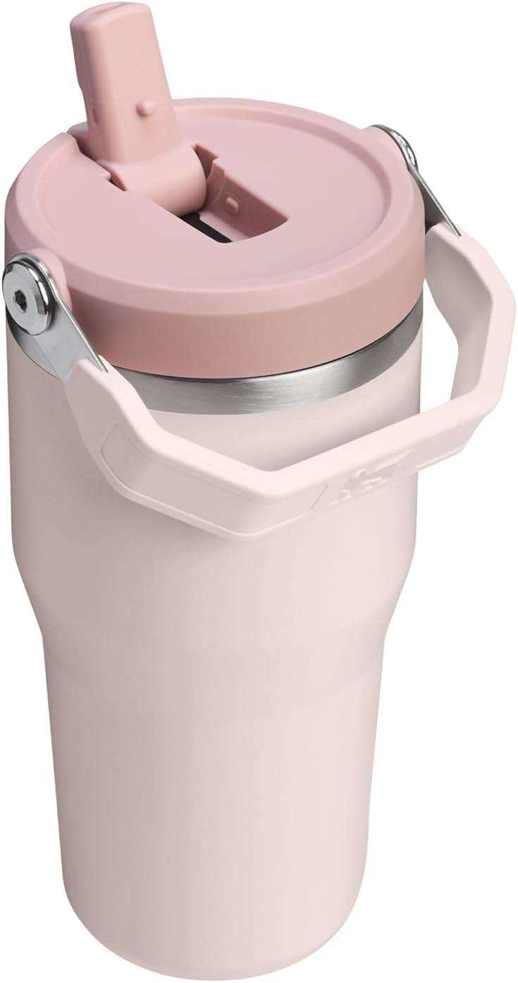 STANLEY IceFlow 2.0 Flip Straw Tumbler with Handle 20 oz | Twist On Lid and Flip Up Straw | Leak Resistant Water Bottle | Insulated Stainless Steel | BPA-Free | Rose Quartz - Image 3