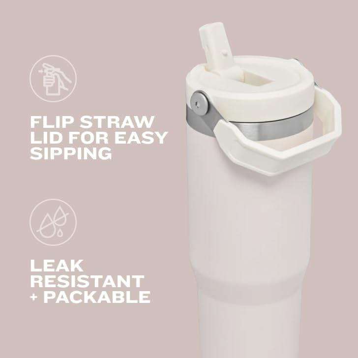 STANLEY IceFlow 2.0 Flip Straw Tumbler with Handle 20 oz | Twist On Lid and Flip Up Straw | Leak Resistant Water Bottle | Insulated Stainless Steel | BPA-Free | Rose Quartz - Image 6
