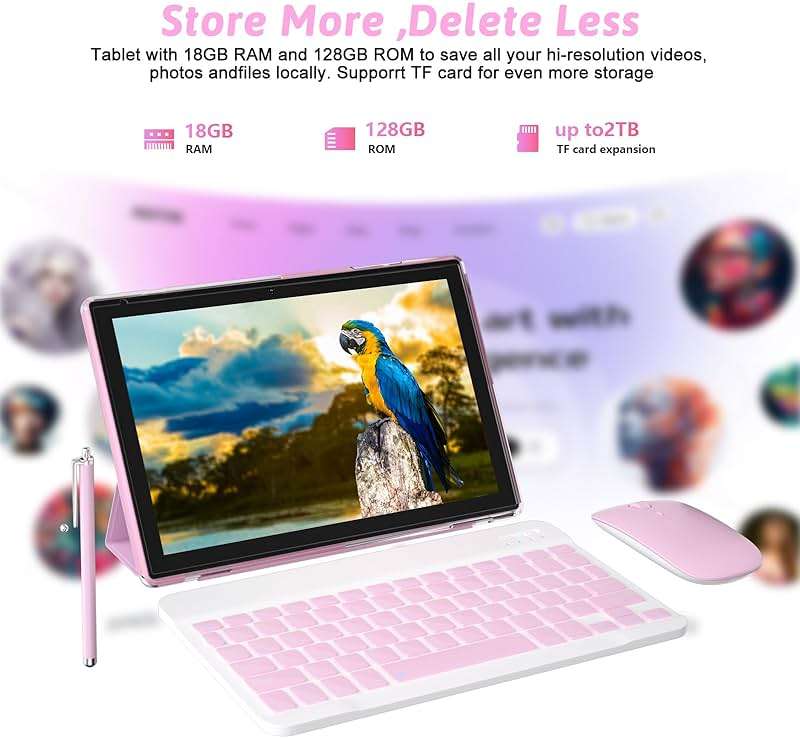 Android 15 Tablet 10 inch Tablet 2 IN 1 Tablets with Keyboard Mouse Case Stylus 18GB RAM 128GB ROM 2TB Expand, Android 15 Tableta 10.1" IPS 6000mAh Battery Bluetooth Dual Camera 5G WiFi-6 Tablets. - Image 2