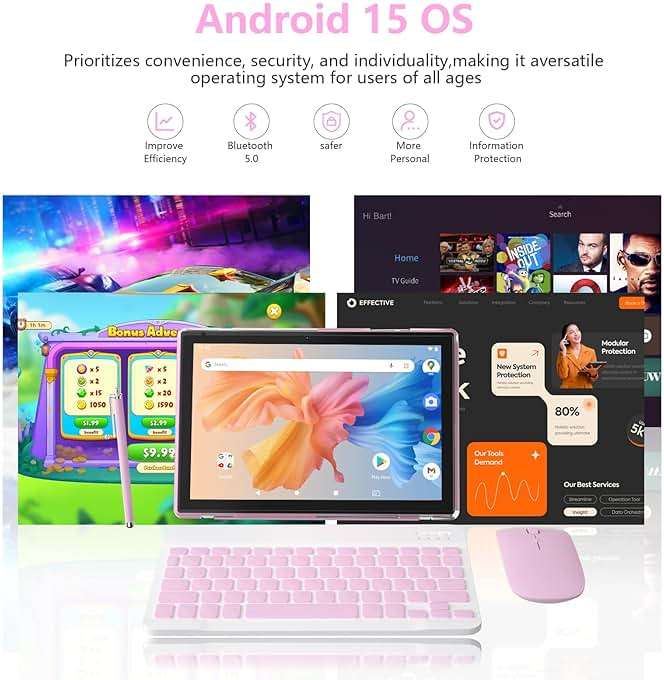 Android 15 Tablet 10 inch Tablet 2 IN 1 Tablets with Keyboard Mouse Case Stylus 18GB RAM 128GB ROM 2TB Expand, Android 15 Tableta 10.1" IPS 6000mAh Battery Bluetooth Dual Camera 5G WiFi-6 Tablets. - Image 7