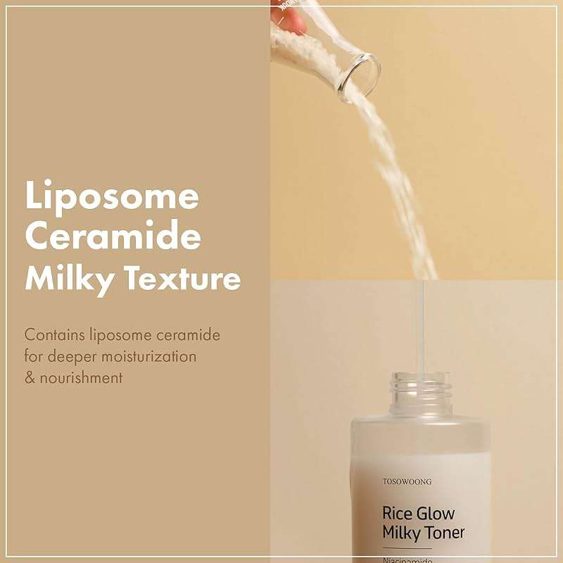TOSOWOONG Rice Glow Milky Toner with 784,000ppm Korean Rice Water, Niacinamide, Ceramides, Panthenol, Glow, Glass Skin, Hydrating, Purifying, Fragrance-Free, Korean Skin Care, 250ml, 8.45 fl.oz. - Image 4