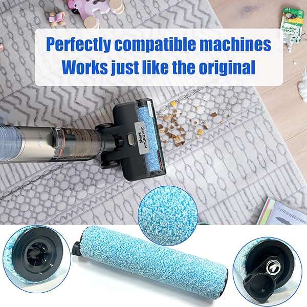 WD161 Roller and Filter for fit Shark HydroVac MessMaster Wet Dry WD161 WD261 AW261 and Shark WD101 WD201 WD100 WD200 AW201 WD200C WD201C WD101C Vacuum Cleaner,3 Brush Rollers,4 Foam Filters,3 Filter - Image 4