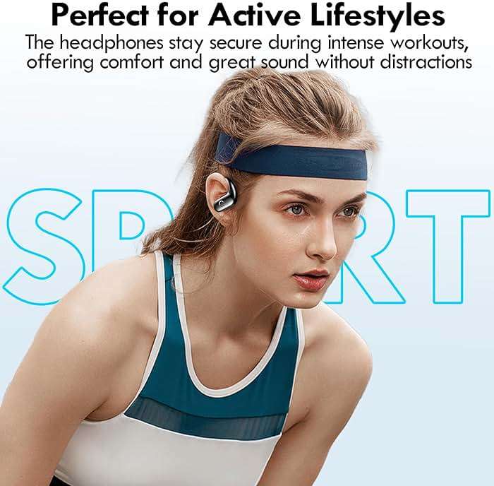 kurdene Wireless Earbuds Bluetooth Headphones Sport,Over Ear Buds with Deep Bass Sound,60Hrs Playtime Earphones Redesigned Comfort Fit with Earhooks for Running,Meeting,Workout-Black - Image 4