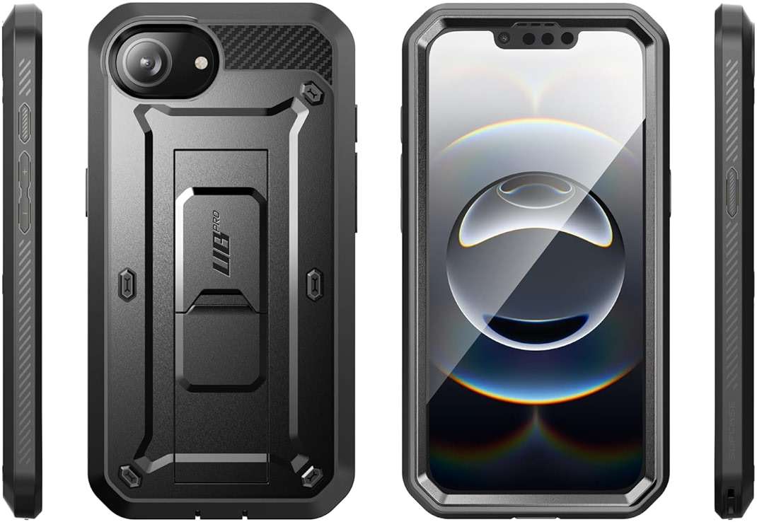 SUPCASE for iPhone 17e/16e Case with Screen Protector (Unicorn Beetle Pro), [Built-in Stand & Belt-Clip] [Military-Grade Protection] Full Body Phone Case for iPhone 17e/16e 6.1 inch, Black - Image 9