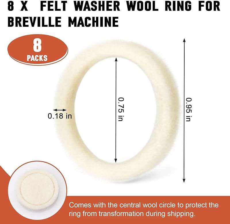 BES870XL Felt Washer Lower Burr for Breville Espresso Machine Grinders, SP0001575 Replacement Accessories for Breville Barista Express 870/876/878/880/980, Coffee Machine Cleaning Gasket, 8 Pack - Image 2