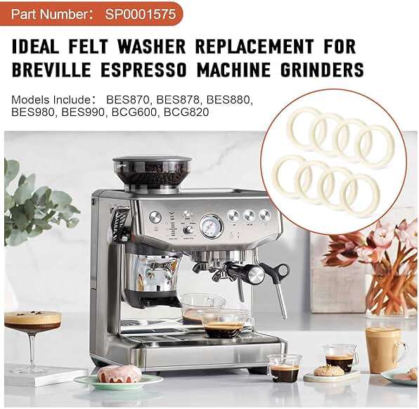 BES870XL Felt Washer Lower Burr for Breville Espresso Machine Grinders, SP0001575 Replacement Accessories for Breville Barista Express 870/876/878/880/980, Coffee Machine Cleaning Gasket, 8 Pack - Image 3