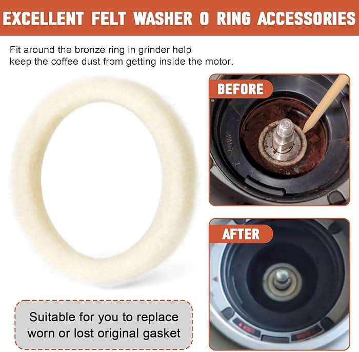 BES870XL Felt Washer Lower Burr for Breville Espresso Machine Grinders, SP0001575 Replacement Accessories for Breville Barista Express 870/876/878/880/980, Coffee Machine Cleaning Gasket, 8 Pack - Image 4