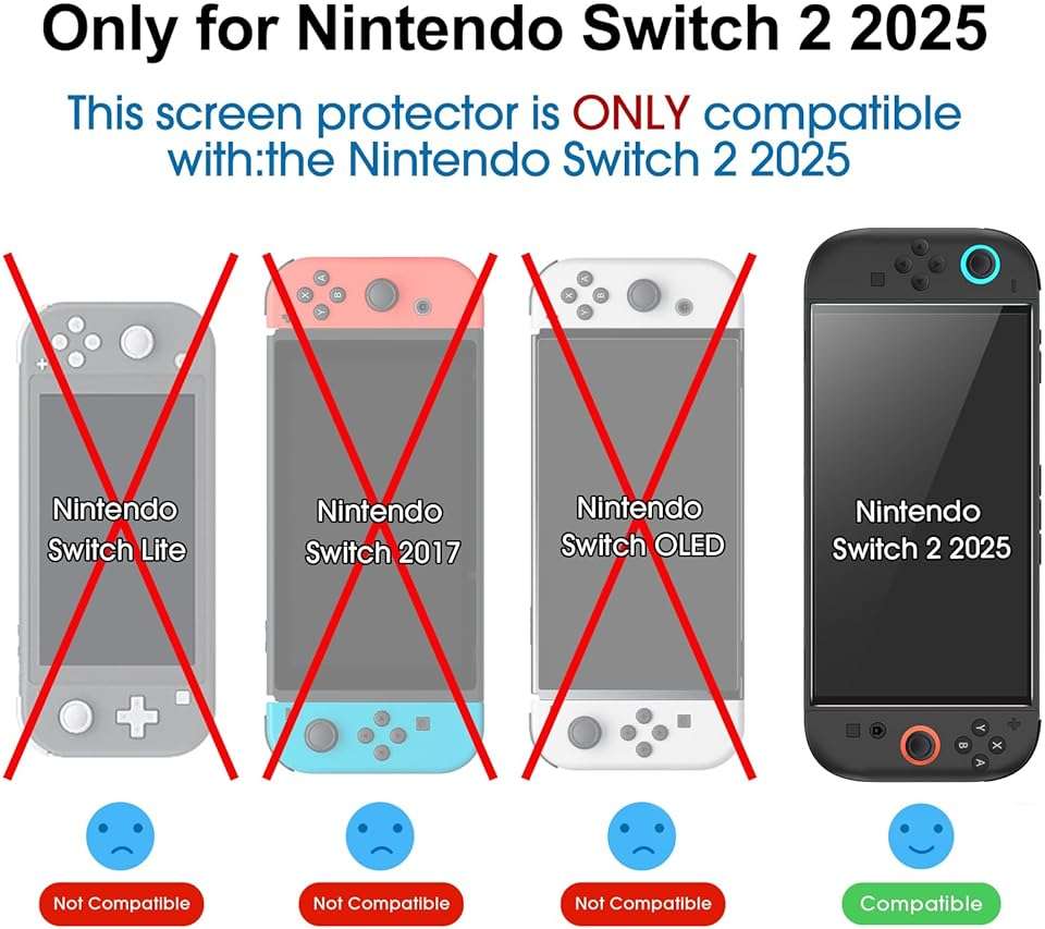 amFilm Auto-Alignment OneTouch for Nintendo Switch 2 Screen Protector [7.9''] 2025 Tempered Glass, Accessories, 30 seconds Installation, Bubble Free, Scratch Resistant, Touch Sensitive, Transparent [2 Pack] - Image 2