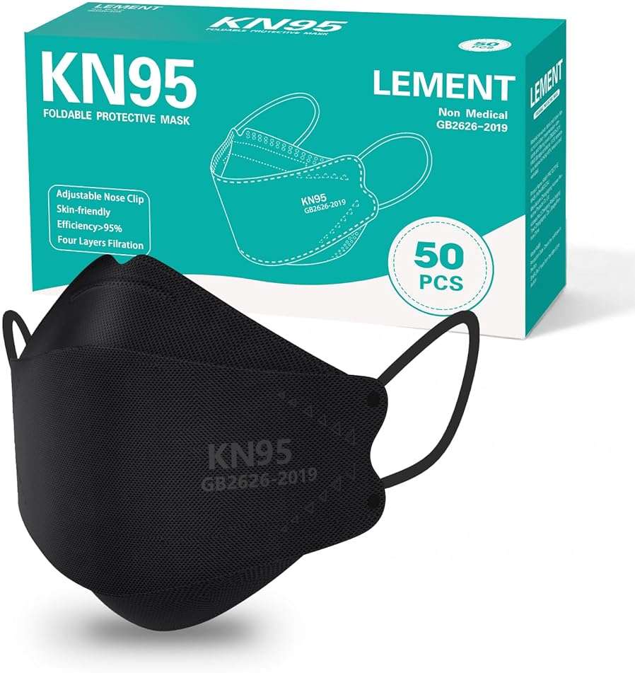 LEMENT KN95 Face Masks,50 Pack Breathable Cup Dust Disposable Masks For Adult,Teenager - Image 1