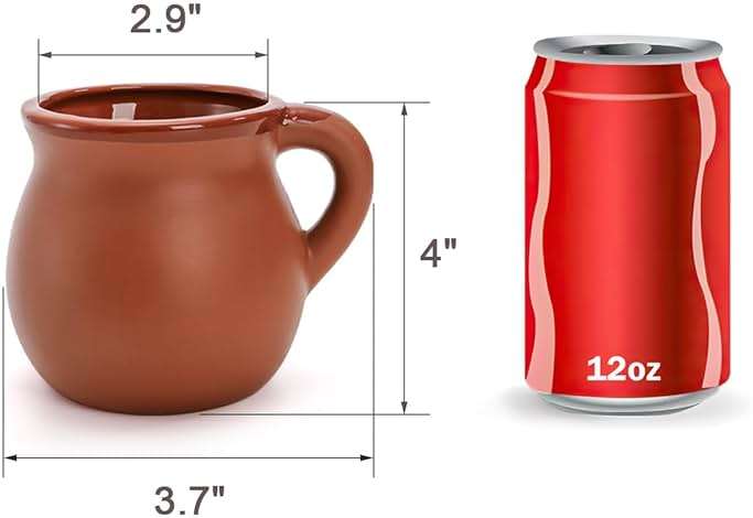 Kingrol 6 Pack Authentic Mexican Clay Mugs - 12 oz Tazas de Barro, Handcrafted Pottery for Hot and Cold Beverages, Coffee, Tea, and Cocktails - Image 3