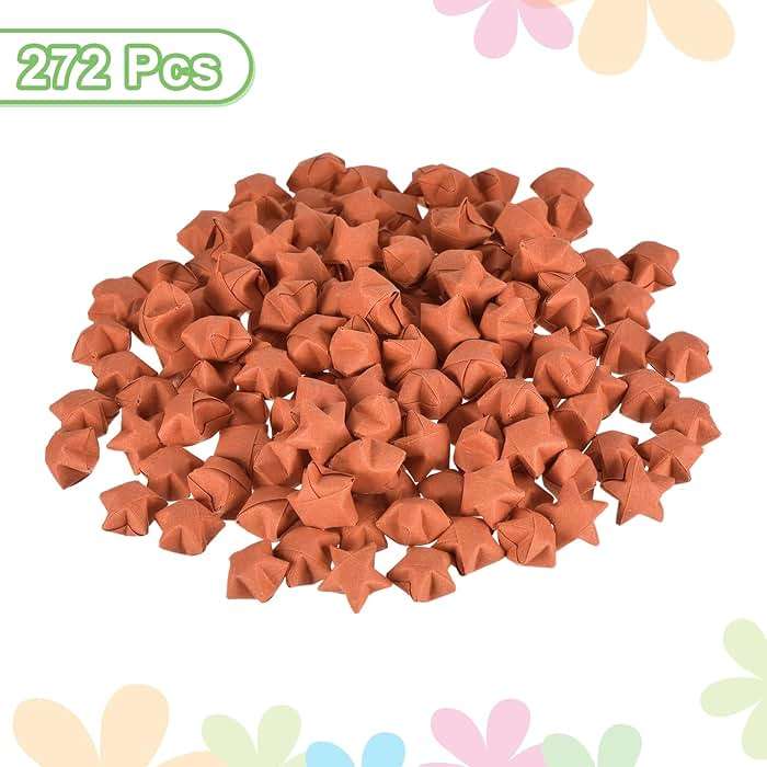MECCANIXITY 272pcs Pre-made Origami Lucky Stars Paper Wishing Star Orange Red for Best Wish Christmas Party Wedding Valentine's Day Girl Friends Gift - Image 4