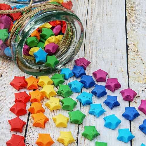MECCANIXITY 272pcs Pre-made Origami Lucky Stars Paper Wishing Star Orange Red for Best Wish Christmas Party Wedding Valentine's Day Girl Friends Gift - Image 7