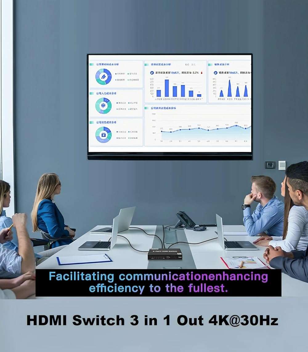 HDMI Switch 3 in 1 Out: 4K@30Hz Ultra HD HDMI Selector with Remote Control, High-Speed 10.2Gbps Transmission, Compatible with PS5, Xbox, Blu-ray, PC, and TV – Plug and Play - Image 4