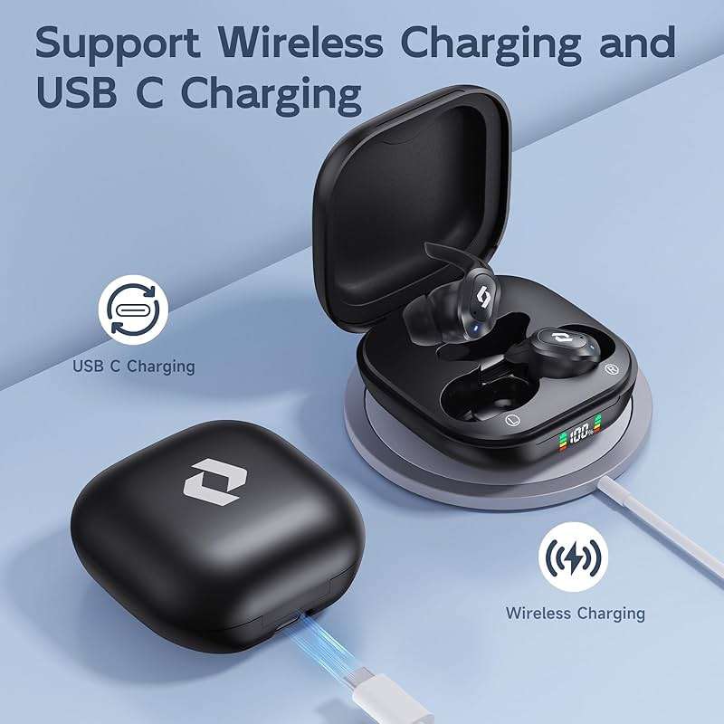 Wireless Ear buds Bluetooth Earbuds Wireless Charging Case Waterproof Headphones Built in Microphone Stereo Bass 64H Playback LED Power Display for iPhone Android Phones Computer Sports Gaming Workout - Image 4
