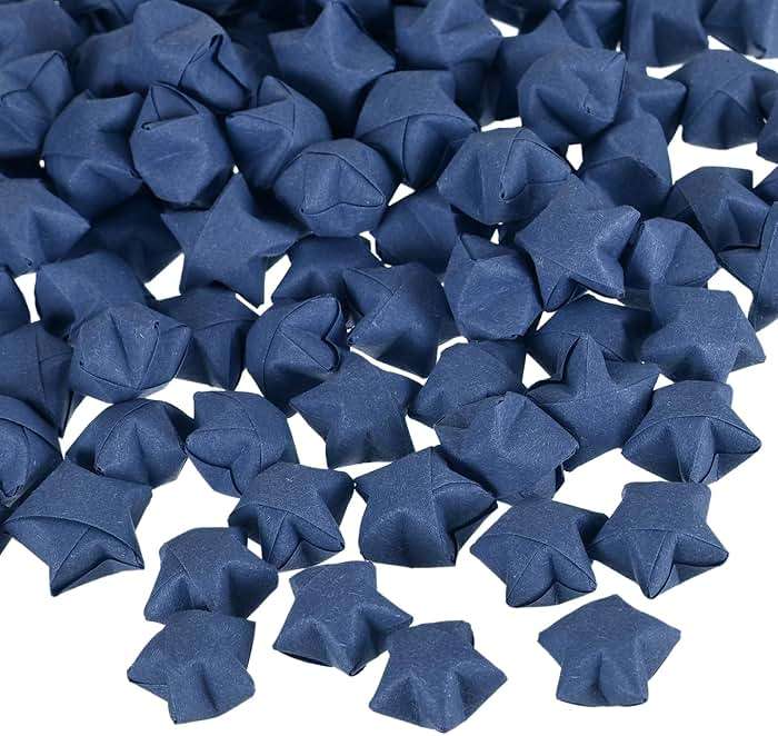 MECCANIXITY 136pcs Pre-made Origami Lucky Stars Paper Wishing Star Dark Blue for Best Wish Christmas Party Wedding Valentine's Day Girl Friends Gift - Image 1