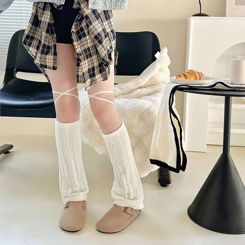 Wsvpeto Womens Fur Leg Warmers Y2k Kawaii Cute Boot Socks Fuzzy Grey Leg Warmers for Girls Lolita Furry Cover Sleeves - Image 7