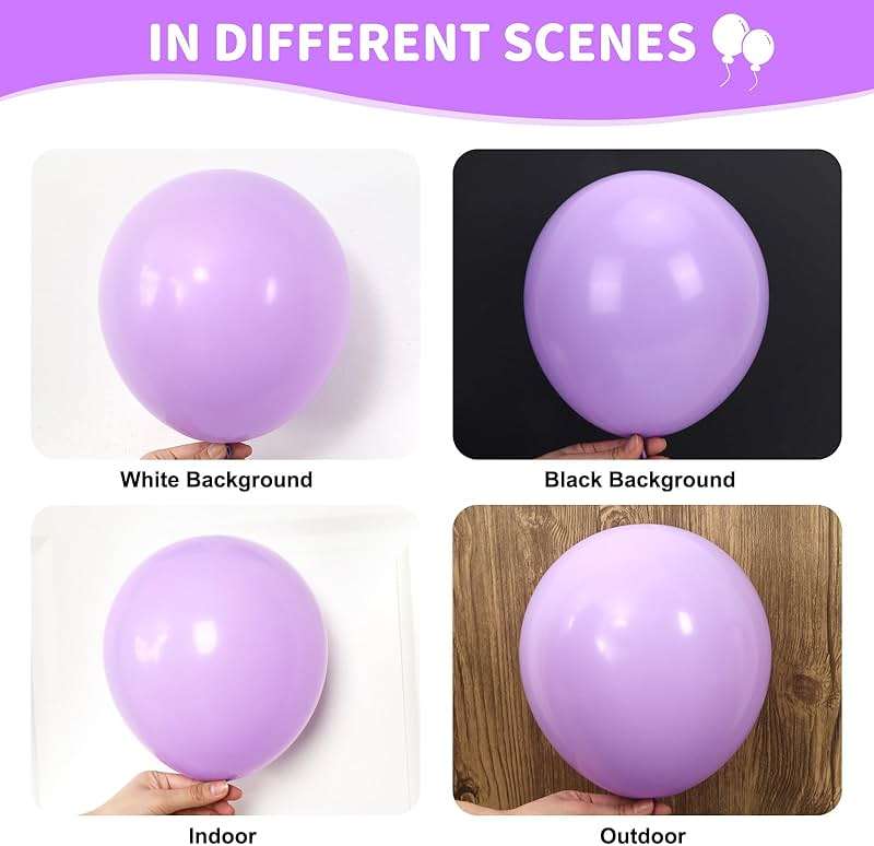 RUBFAC 135pcs Pastel Purple Lavender Balloons Different Sizes 18 12 10 5 Inch for Garland Arch, Latex Light Purple Balloon for Birthday Party Baby Shower Gender Reveal Wedding Decorations - Image 4