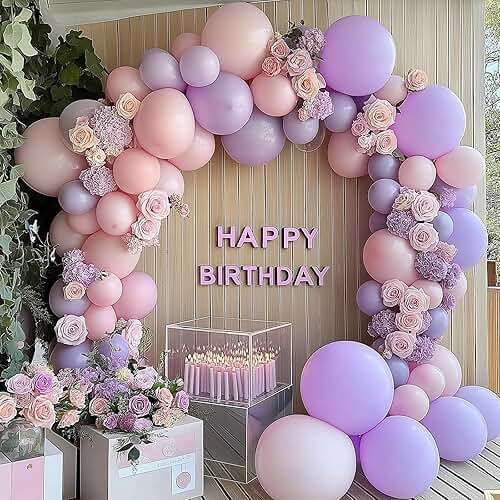 RUBFAC 135pcs Pastel Purple Lavender Balloons Different Sizes 18 12 10 5 Inch for Garland Arch, Latex Light Purple Balloon for Birthday Party Baby Shower Gender Reveal Wedding Decorations - Image 7
