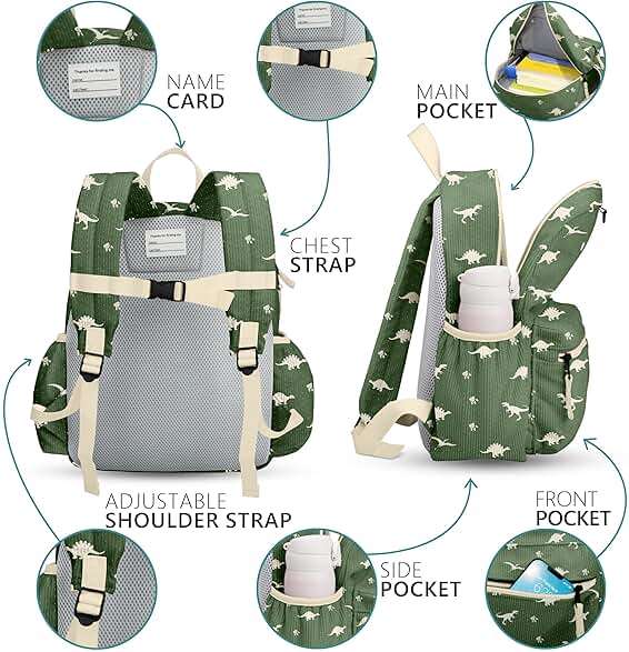 Corduroy Toddler Backpack for Boys 2-5: Kids Preschool Backpacks for Girls -13.5" H Fit Folder - Image 5