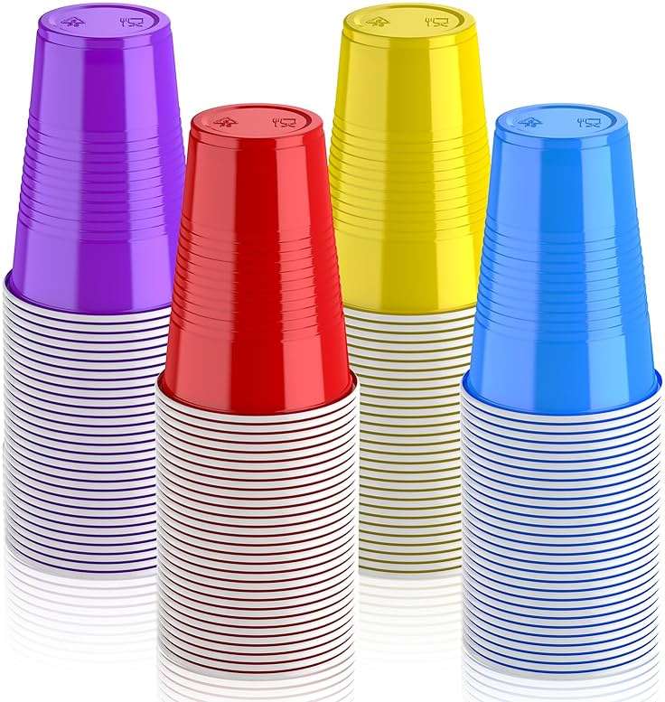Lilymicky 200 Pack 16 oz Disposable Plastic Cups, Assorted Color Plastic Party Cups for Parties, Events, Game and BBQ - Image 1
